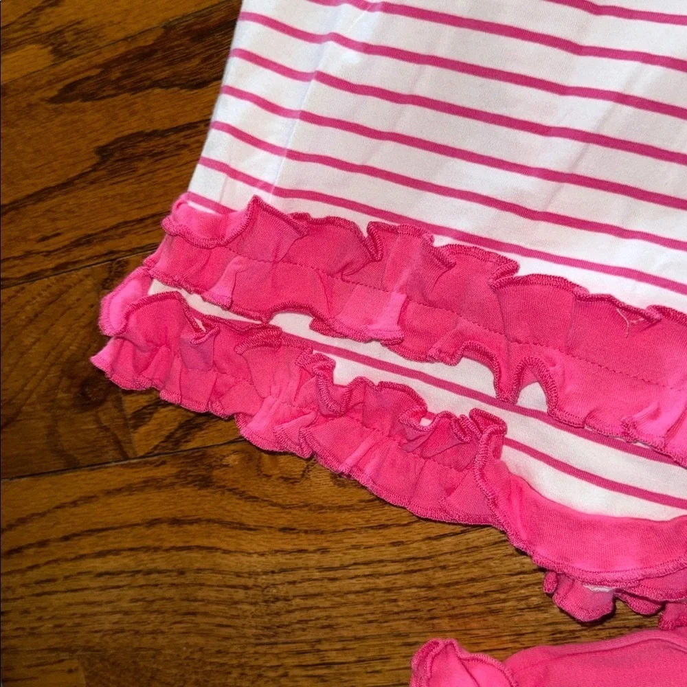 Girls striped long sleeved dress with ruffle details and matching leggings NWOT